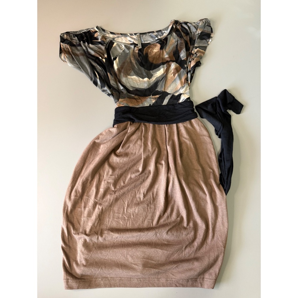 Honey Punch Women Brown Abstract Print Short Sleeve Mini Dress Size S 20D92VNP